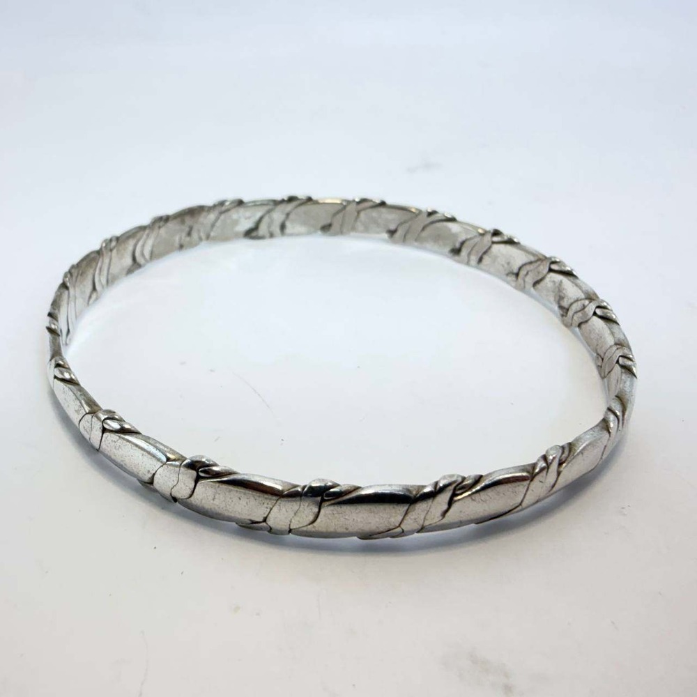 Vintage Mexico 925 Sterling Silver Braided Bangle Bracelet 17g 2.75in Diameter
